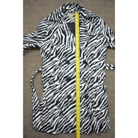 Vertigo Paris Womens Coat Jacket Trench XS Black White Zebra Animal Print Mid - Picture 10 of 11